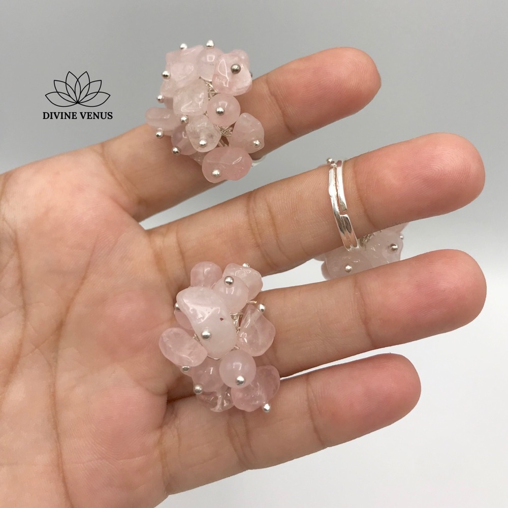 Rose Quartz Adjustable Ring - Picture 7 of 8
